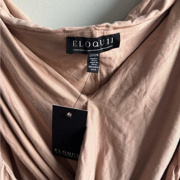 Eloquii Cream Draped Short Sleeve Blouse - Picture 4 of 6